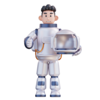 3d illustration astronaut innehav en hjälm png