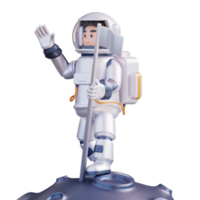 3d illustration av astronaut plantering en flagga på de måne png