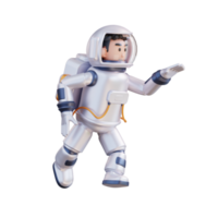 3d illustration of astronaut running in outer space png