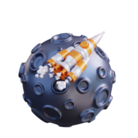 3d illustration of moon and rocket png