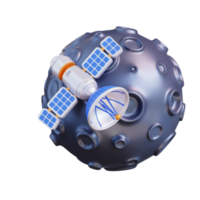 3d illustration of satellite and moon png