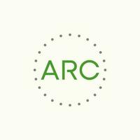 Logo design graphic concept creative abstract premium free vector stock letter ARC font with circle dots around Related to initial typography monogram