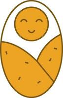 Wrapped Baby Icon In Yellow And White Color. vector