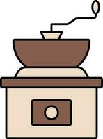 Coffee Grinder Machine Icon In Brown Color. vector