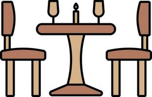Dinner Table Icon In Brown Color. vector