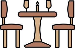 Dinner Table Icon In Brown Color. vector