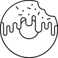 Donuts Bite Icon in Thin Line Art. vector