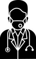 Doctor Wearing Mask Icon. vector