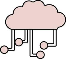 aislado nube informática icono en rosado y blanco color. vector