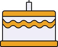 Illustration Of Cake Icon In Yellow And White Color. vector