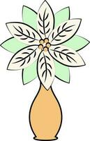 Flower Pot Or Vase Icon In Orange And Green Color. vector