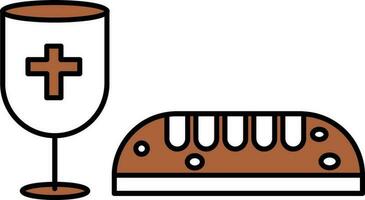 Brown And White Goblet And Bread Icon. vector