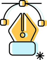 Illustration Of Pen Tool Icon In Cyan And Yellow Color. vector