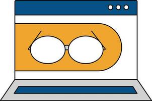 Flat Style Eyeglasses In Laptop Screen Colorful Icon. vector