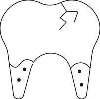 Decay Tooth Icon In Black Outline. vector