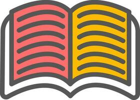 abierto libro icono en rojo y amarillo color. vector