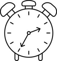 alarma reloj icono en negro línea Arte. vector