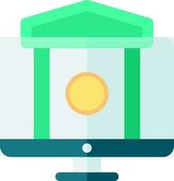 Flat Style Online Banking In Desktop Icon. vector