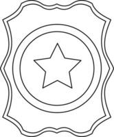 Black line art award decorated with star. vector