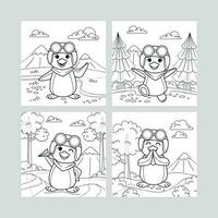 Cute Penguin Activity for Coloring Book vector