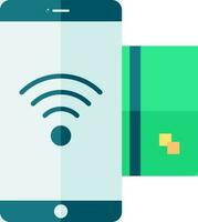 NFC Mobile Payment Icon In Blue And Green Color. vector
