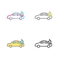 coche único en icono de vector de fuego