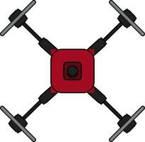 Black and red drone camera on white background. vector