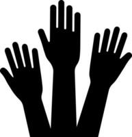 Hands up or volunteer glyph icon. vector