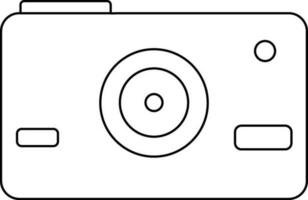 Black line art camera in flat style. vector