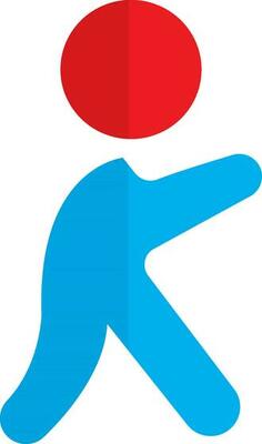 Red and blue aim logo on background.