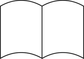 Black line art open book on white background. vector