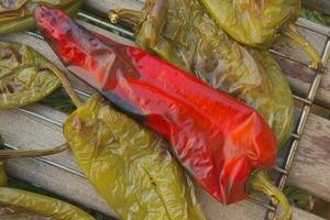 Grilled sweet green and red pepper. photo