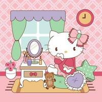 Cute Kitten on Her Sweet Bedroom vector