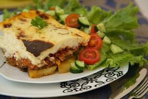 Traditional Greek dish - moussaka photo