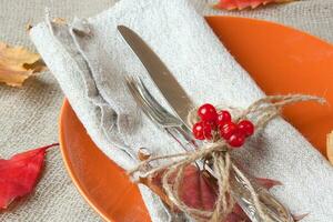 Decorative element on a dining plate photo