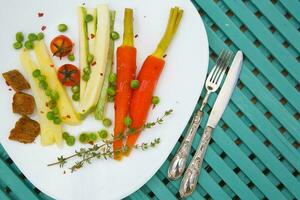 Diet lunch - steamed vegetables photo