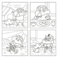 Cute Japanese Kid Character Coloring Book For Children vector