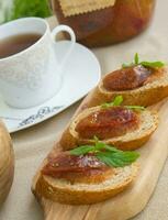 Homemade fig marmalade with cinnamon photo