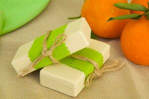 Soap with mandarin essential oil photo