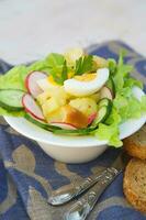 Winter salad with black bread photo