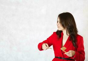 A young woman and a broken hair comb photo