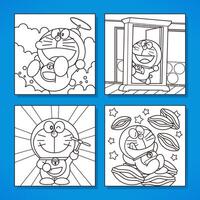 Future Robot Cat In Action Coloring Book vector