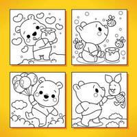 Cute Honey Bear With Funny Pose Coloring Book vector