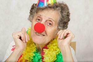 Old woman ready to celebrate an event photo