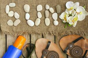 Sun protective objects for a woman. Background photo