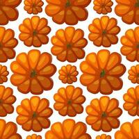 Vector seamless pattern with pumpkins on a white background. Colorful cartoon background and texture for Halloween or Thanksgiving. View from above. Printing on textiles and paper