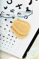 Eye pad for correcting crossed eyes. photo