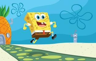 Funny Yellow Sponge Under the Sea vector