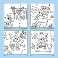 Cartoon Bikini Bottom Character Coloring Book vector