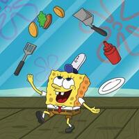 Sponge Cosplay Playing With Cooking Stuff vector